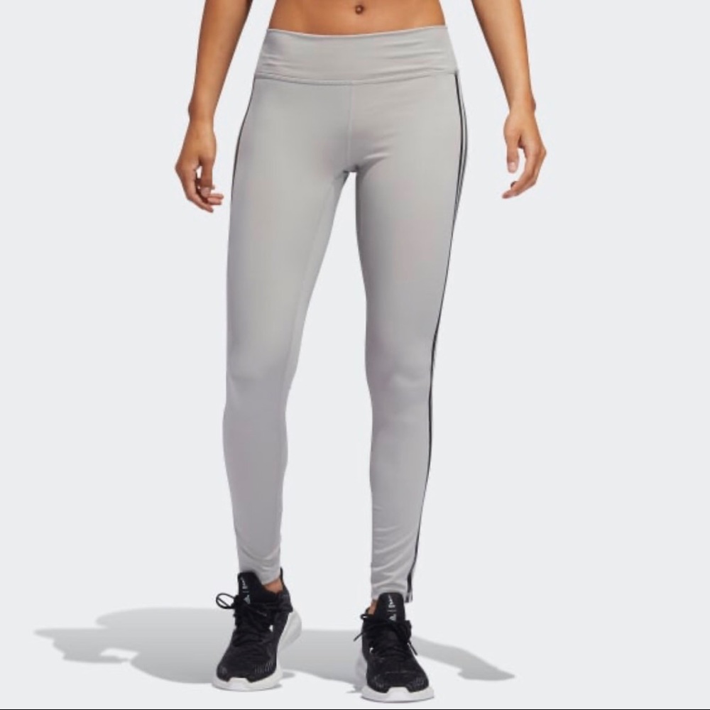 Adidas Believe This 3-Stripe Tights NWOT Sz L Grey